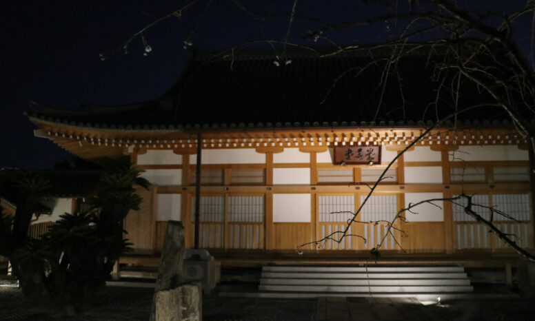 夜のお寺の写真